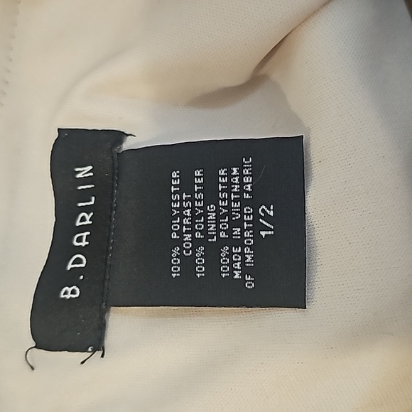 B. Darlin Black and Cream Mesh Lined Dress Size 1/2 Embellished Belt - Picture 5 of 8